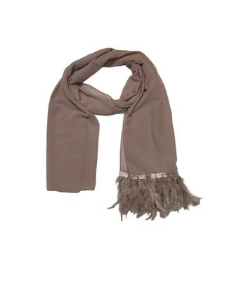 The Feather Collection  Simple Stole with Soft Feathers atteched to it  Pastel Brown 1
