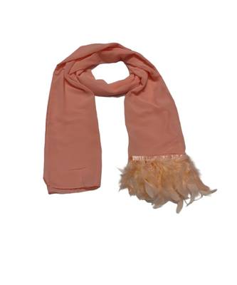 The Feather Collection  Simple Stole with Soft Feathers atteched to it  Light Orange 1