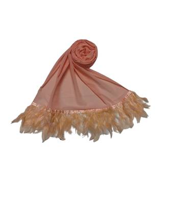 The Feather Collection  Simple Stole with Soft Feathers atteched to it  Light Orange 2