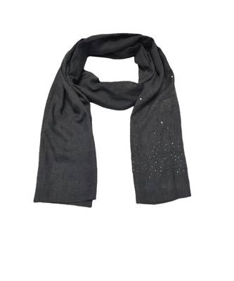 Classic and Simple Stole  With Beautiful Diamond and Pearl Stones on One side of the stole  Dark Grey 1