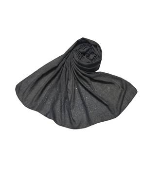 Classic and Simple Stole  With Beautiful Diamond and Pearl Stones on One side of the stole  Dark Grey 3