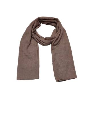 Classic and Simple Stole  With Beautiful Diamond and Pearl Stones on One side of the stole  Light Brown 1