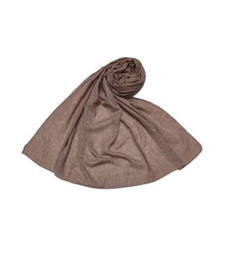 Classic and Simple Stole  With Beautiful Diamond and Pearl Stones on One side of the stole  Light Brown 3