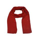 Classic and Simple Stole  With Beautiful Diamond and Pearl Stones on One side of the stole  Red