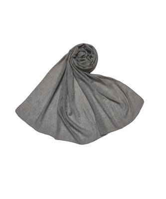 Classic and Simple Stole  With Beautiful Diamond and Pearl Stones on One side of the stole  light Grey 3