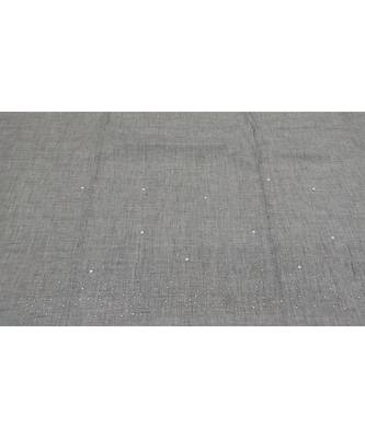 Classic and Simple Stole  With Beautiful Diamond and Pearl Stones on One side of the stole  light Grey 4
