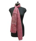 Specially Designed Cotton Stole  With Delicate Thread Embroidery on Net fabric and studded with elegant diamonds  Pink