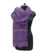 Premium Quality Cotton Hijab/ Stole  With Beautiful Floral Laces and Studded with Tiny Diamonds and Pearls  Violet
