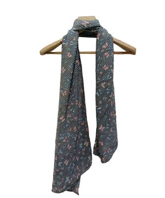 Adorable Crinkle Cotton Stole/ Hijab  With Digital Print of Cute Butterflies on the Entire Stole  Grey 1