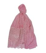Best Quality Cotton Stole/ Hijab  With Checkered Design  Charming Floral Thread Embroidery and Diamonds Studded  Pink