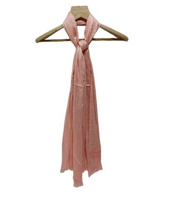 Sparkling Shimmer Stole/ Hijab  Plain Shimmer Stole with Nice Thread Fringes  Light Orange 1