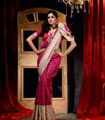 Handloom Rani Dupion Silk Saree with Blouse Piece