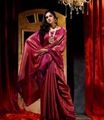 Handwoven Rani Banarasi Silk Saree with Blouse Piece