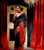 Handloom Black Katan Silk Banarasi Saree with Blouse Piece