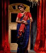 Handloom Royal Blue Katan Silk Banarasi Saree with Blouse Piece