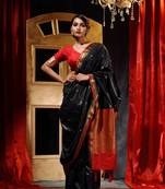 Handloom Black Katan Silk Banarasi Saree with Blouse Piece