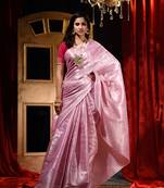 Handwoven Pink Kubera Pattu Saree with Blouse Piece