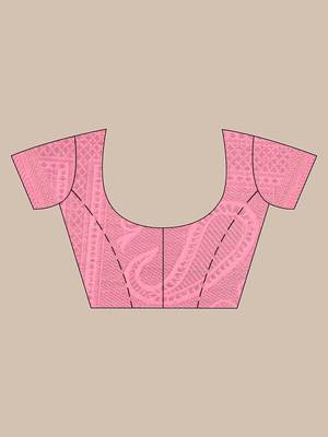 Handwoven Pink Kubera Pattu Saree with Blouse Piece 5