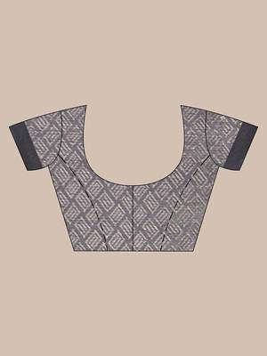 Handwoven Grey Kubera Pattu Saree with Blouse Piece 5