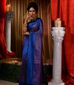 Handwoven Blue Kubera Pattu Saree with Blouse Piece