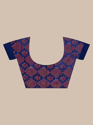 Handwoven Blue Kubera Pattu Saree with Blouse Piece 5