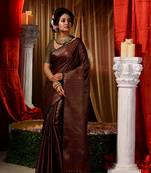 Handwoven Maroon Kubera Pattu Saree with Blouse Piece