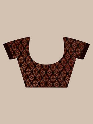 Handwoven Maroon Kubera Pattu Saree with Blouse Piece 5