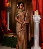 Handwoven Beige Kubera Pattu Saree with Blouse Piece