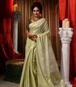 Handwoven Pista Kubera Pattu Saree with Blouse Piece