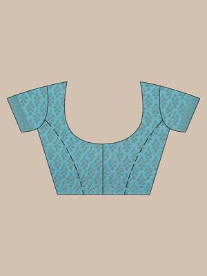 Handwoven Firozi Kubera Pattu Saree with Blouse Piece 5