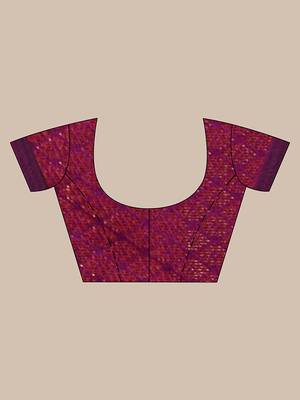 Handwoven Purple Kubera Pattu Saree with Blouse Piece 5