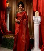Handwoven Red Kubera Pattu Saree with Blouse Piece