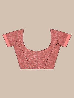 Handwoven Peach Kubera Pattu Saree with Blouse Piece 5