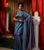 Handwoven Firozi Kubera Pattu Saree with Blouse Piece