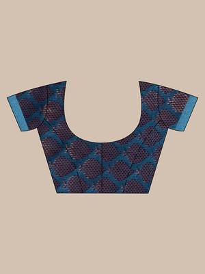 Handwoven Firozi Kubera Pattu Saree with Blouse Piece 5