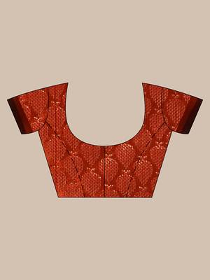 Handwoven Orange Kubera Pattu Saree with Blouse Piece 5