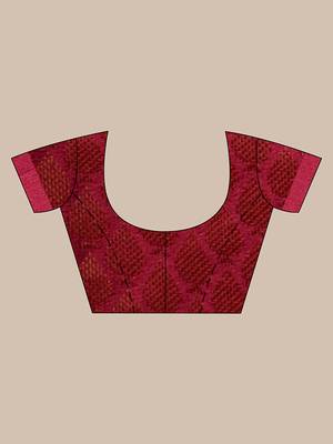 Handwoven Dark Pink Kubera Pattu Saree with Blouse Piece 5
