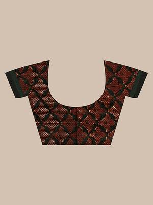 Handwoven Dark Green Kubera Pattu Saree with Blouse Piece 5