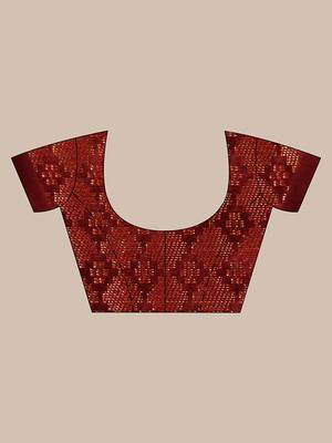 Handwoven Maroon Kubera Pattu Saree with Blouse Piece 5