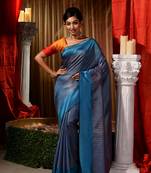 Handwoven Firozi Kubera Pattu Saree with Blouse Piece