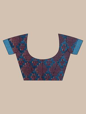 Handwoven Firozi Kubera Pattu Saree with Blouse Piece 5