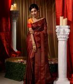 Handwoven Maroon Kubera Pattu Saree with Blouse Piece