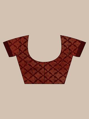 Handwoven Maroon Kubera Pattu Saree with Blouse Piece 5