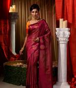 Handwoven Pink Kubera Pattu Saree with Blouse Piece