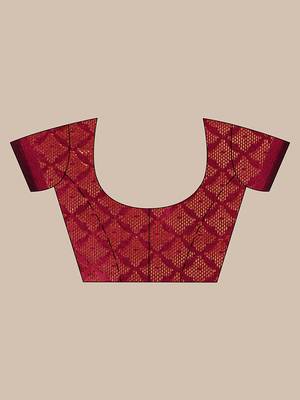 Handwoven Pink Kubera Pattu Saree with Blouse Piece 5