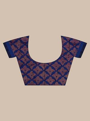 Handwoven Blue Kubera Pattu Saree with Blouse Piece 5