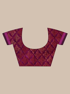 Handwoven Purple Kubera Pattu Saree with Blouse Piece 5