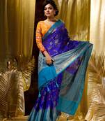 Royal Blue Pure Banarasi Matka Silk Saree with Blouse Piece