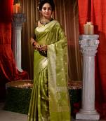 Banarasi green Tissue Saree with Blouse Piece