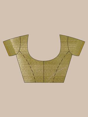 Banarasi green Tissue Saree with Blouse Piece 5